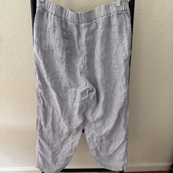 Quince European Linen Blue Pinstripe Pants Size Large - Picture 7 of 7